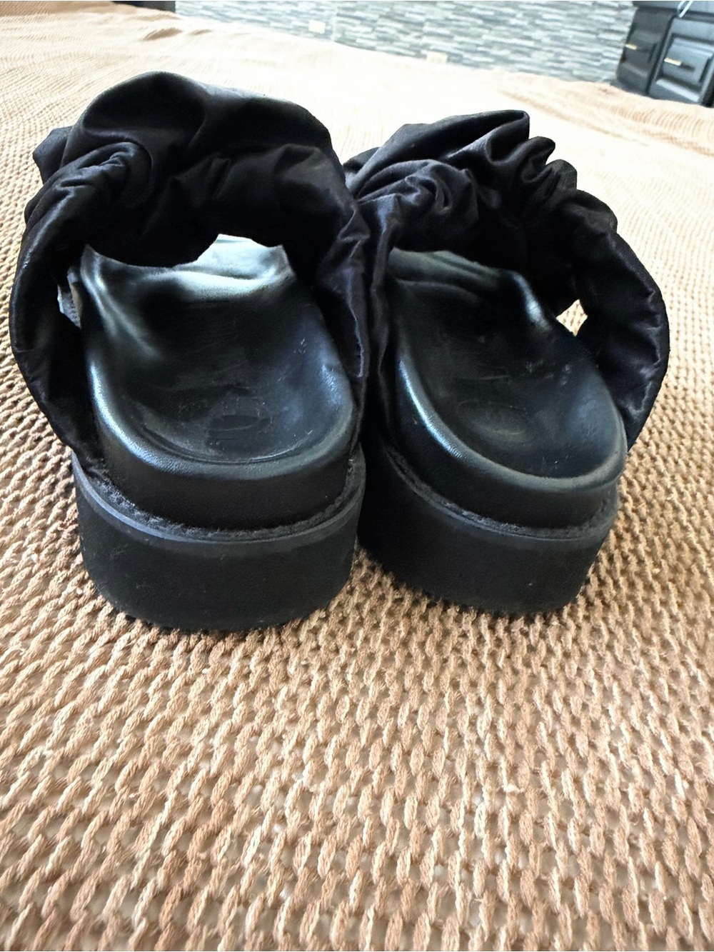 Ganni Black Ruched Platform Slide Mules - Picture 5 of 7